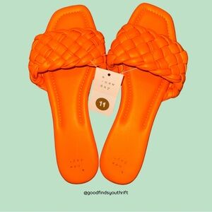 A New Day Womens Carissa Slide Slip On Sandals- Orange Sz 11